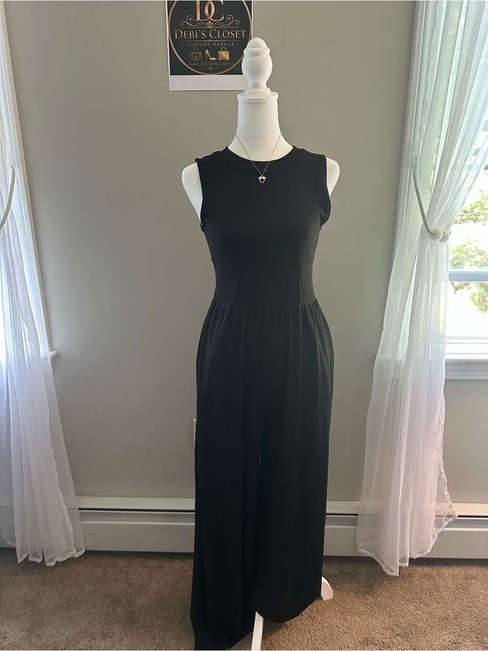 CIDER Black Dressy Wide-Leg Pants Size Small Ribbed High Rise
